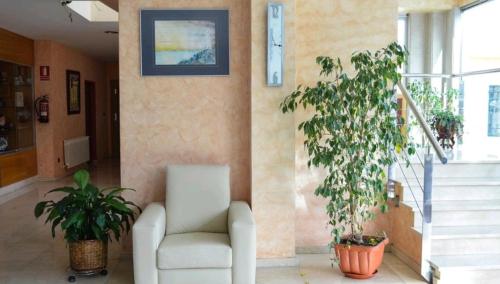 a living room with a chair and a plant at My Rooms City Hotel Monte Blanco in Neaño