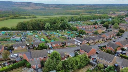 an aerial view of a residential suburb at Round House view in Chesterfield