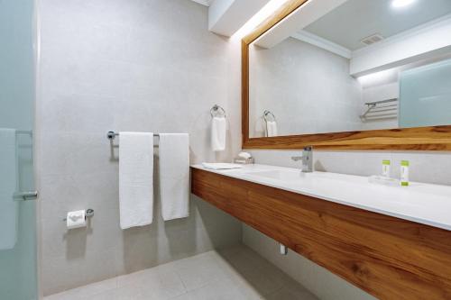a bathroom with a sink and a mirror at Hotel La Mariposa in Manuel Antonio