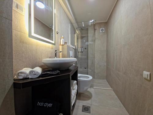 a bathroom with a sink and a toilet at Guest House Marli in Ohrid