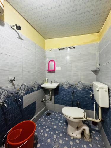 a bathroom with a toilet and a sink at Deep Rich Farm villa Munnar in Anachal