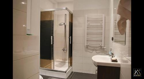 bagno con doccia e lavandino di Kapart Home a Rzeszów