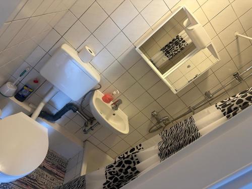 Ένα μπάνιο στο Ferien & Monteur Wohnung 1 - Little Afrika Extensive 5 Zimmer Wohnung