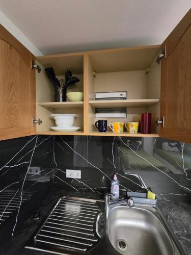a kitchen with a sink and a counter top at Appartement Kristina in Biblis