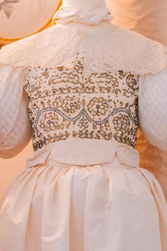 a close up of a wedding dress at Domaine de la Cascade Parfumée in Grasse