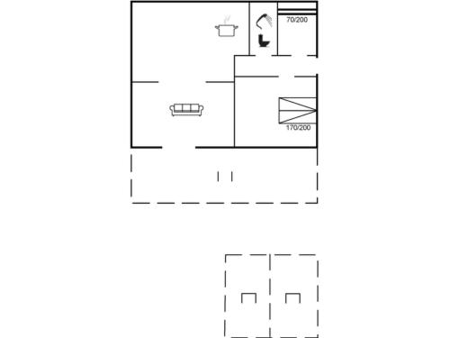 a floor plan of a bathroom with a toilet at Holiday Home Elida - 300m from the sea by Interhome in Gilleleje