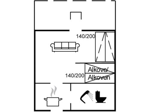 a schematic diagram of a house with a fireplace at Apartment Melita - 300m from the sea by Interhome in Neksø