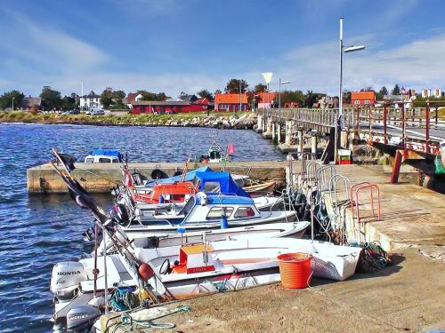 a group of boats are docked at a dock at Holiday Home Algeth - 350m from the sea by Interhome in Neksø
