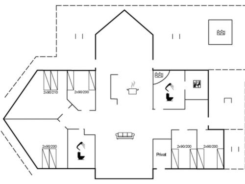 una planimetria di una casa di Holiday Home Dora - 180m from the sea by Interhome a Bøtø By
