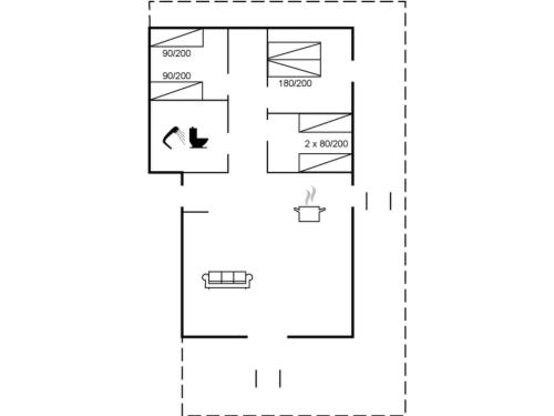 a floor plan of a house at Holiday Home Leefke - 300m from the sea by Interhome in Sønderby