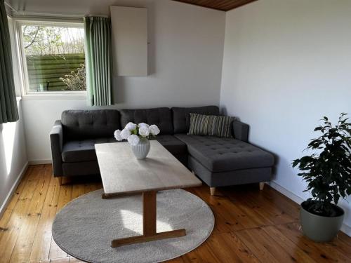 a living room with a couch and a coffee table at Holiday Home Edithe - 250m from the sea by Interhome in Augustenborg