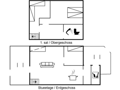 eine schematische Darstellung einer kleinen Wohnung mit unterschiedlichen Eigenschaften in der Unterkunft Apartment Nils - 2-3km from the sea by Interhome in Sønderby