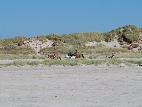 a group of people riding horses on the beach at Holiday Home Solina - 500m from the sea by Interhome in Lakolk