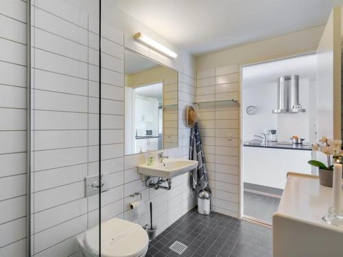 a bathroom with a toilet and a sink at Apartment Jurviis - 100m from the sea by Interhome in Havneby