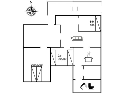 a floor plan of a house at Holiday Home Hendrine - 500m from the sea by Interhome in Lakolk