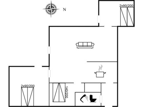 un plan d'étage d'une petite maison dans l'établissement Holiday Home Dorreth - 800m from the sea by Interhome, à Mølby