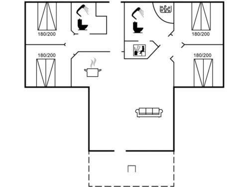 a schematic diagram of a typical floor plan of a house at Holiday Home Lima - 3-5km from the sea by Interhome in Kongsmark