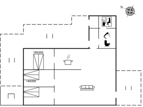 a floor plan of a house at Holiday Home Aukusti - 600m from the sea by Interhome in Vejers Strand