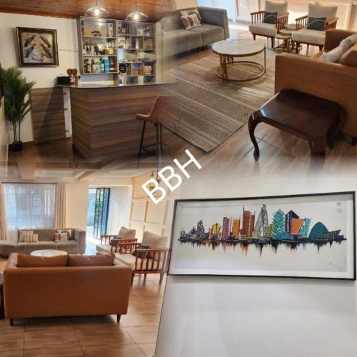 a collage of photos of a living room at Bobo BnB's and Home's in Ruiru