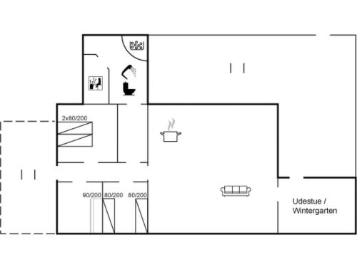 a floor plan of a bathroom with a toilet at Holiday Home Solvejk - 800m from the sea by Interhome in Vejers Strand