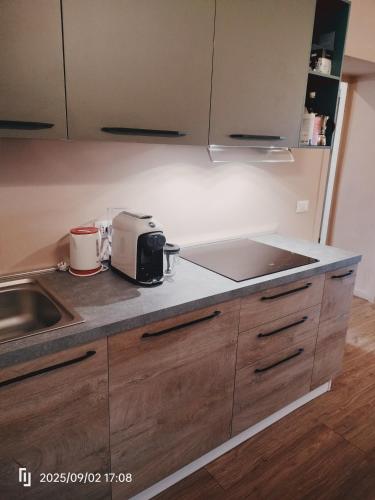 a kitchen with a sink and a counter top at Vistalago in Gargnano