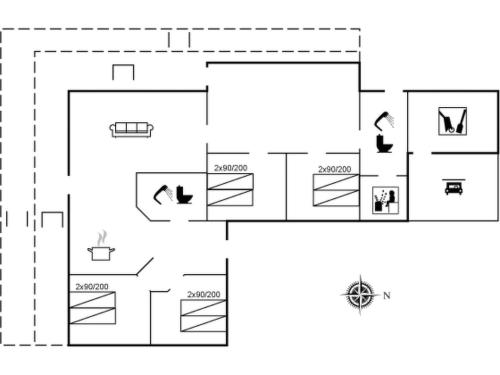 a block diagram of a house at Holiday Home Temelko - 200m from the sea by Interhome in Hvide Sande