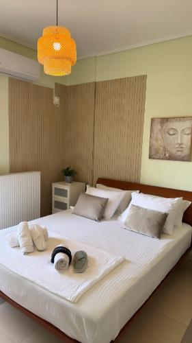 Ένα ή περισσότερα κρεβάτια σε δωμάτιο στο Beautiful and comfortable apartment by the sea