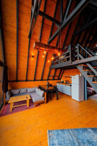Ένα ή περισσότερα κρεβάτια σε δωμάτιο στο Sapanca Moon Bungalov