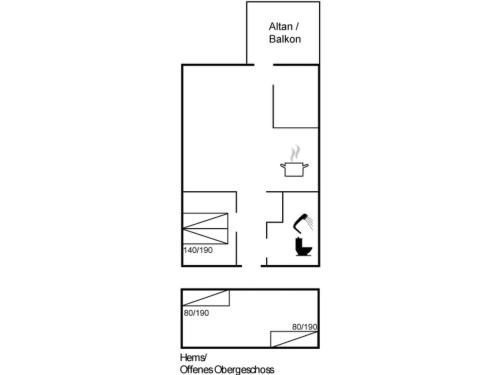 a schematic diagram of a kitchen with an open floor plan at Apartment Salka - 150m from the sea by Interhome in Løkken