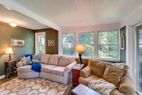 a living room with a couch and two chairs at Lake Geneva Family Gem with Fenced Dog Run! in Lake Geneva
