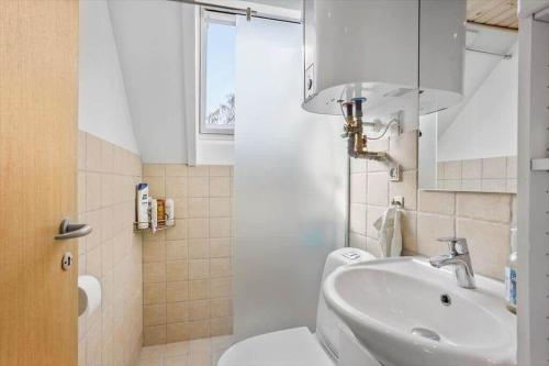 a bathroom with a sink and a toilet and a window at LL204-Humble-Vildrosevej-16 in Humble
