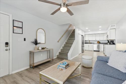 a living room with a couch and a table at 8664 N Atlantic Ave in Cape Canaveral