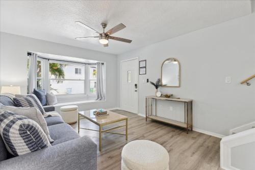 a living room with a couch and a table at 8664 N Atlantic Ave in Cape Canaveral