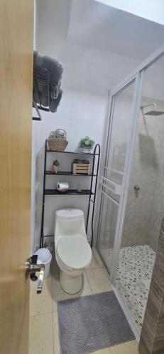 a bathroom with a toilet and a shower at penthouse 2 ground floor in San José Viejo