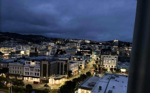 a view of a city at night at Bay Plaza Hotel in Wellington