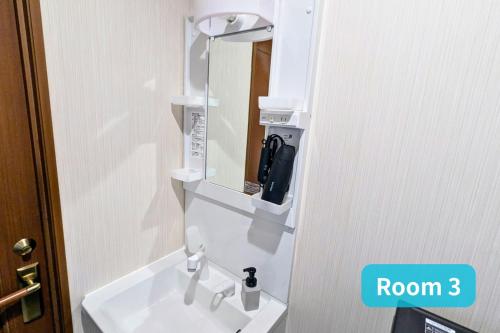 a bathroom with a sink with a mirror and a sink at Vacation House 1 in Funabashi