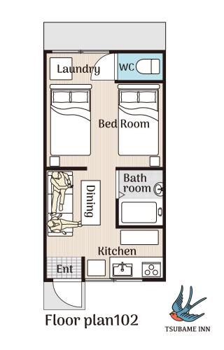 a floor plan of a floorplan of a house at Tsubame INN Nipponbashi in Osaka