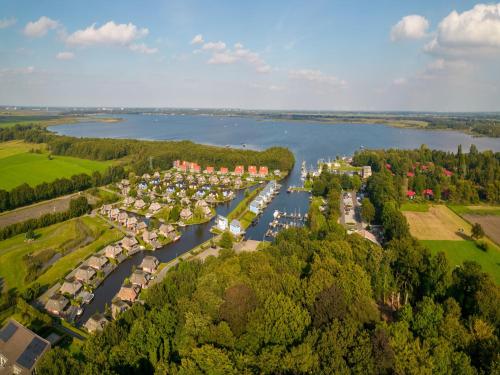 an aerial view of a marina on a lake at Lakeside Retreat in Drenthe in Midlaren