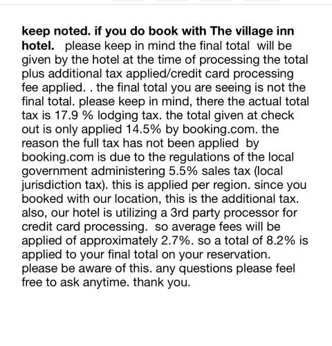 a line of text about the final totaligil at The Village Inn Hotel in Milwaukee