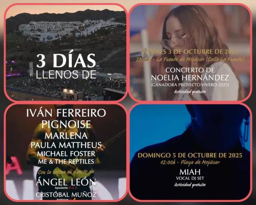 a flyer for a concert with a picture of a city at Casa Ridao-Habitación Indalo con vistas in Mojácar