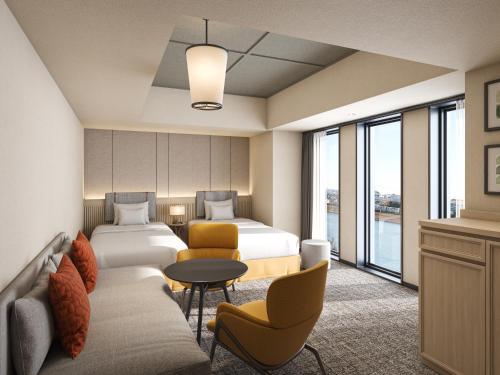 Χώρος καθιστικού στο Premium hotel MONday MAIHAMA View 1