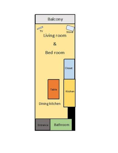 a floor plan of a living room and bed room at Ueda Building - Vacation STAY 8551 in Asahikawa