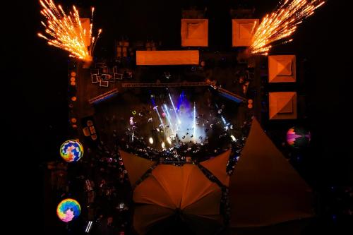 an overhead view of fireworks and balloons at night at VONRESORT Elite & Aqua - Ultra All Inclusive & Kids Concept in Side