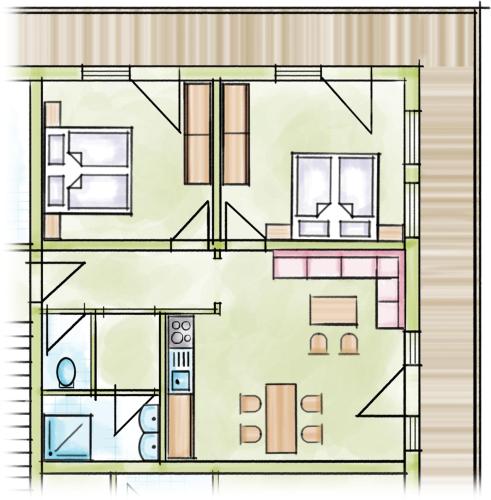 a drawing of a floor plan of a house at Sauschneid Hof in Taxenbach