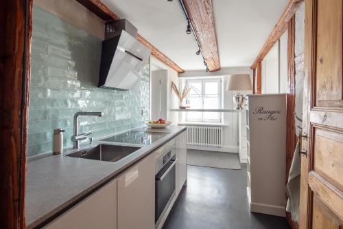 Kuchyň nebo kuchyňský kout v ubytování Seehaus Allensbach