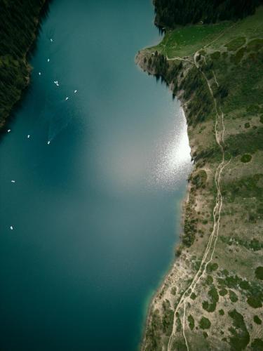an aerial view of a body of water at Pana Unique Kolsay in Kurmenty