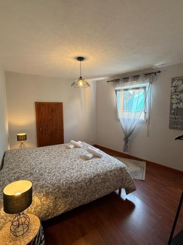 a bedroom with a bed and a window at Détente-spa-proche de Belfort in Vézelois