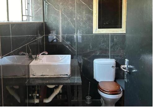 a bathroom with a toilet and a sink at Bothabelo Bed and Breakfast in Phalaborwa