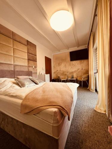 a bedroom with a large bed in a room at Pokoje Gościnne Pod Złotym Pstrągiem in Zgorzelec