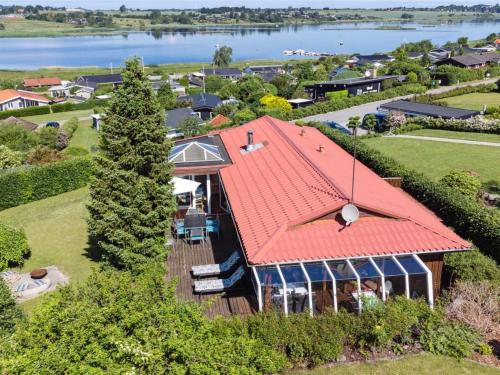 an aerial view of a house with a red roof at Holiday Home Eleana - 300m to the fjord by Interhome in Roskilde